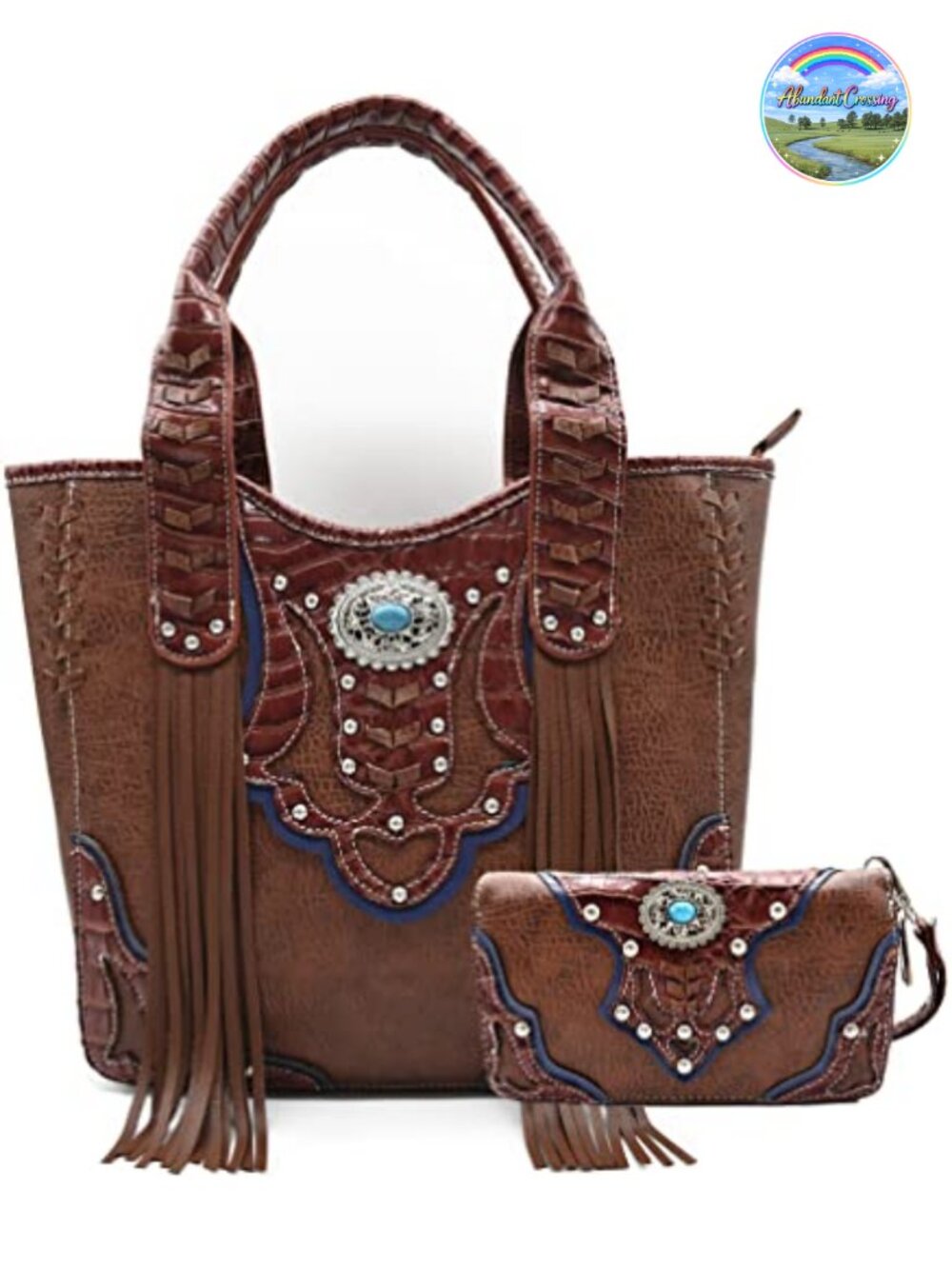 Cowgirl Style Fringe Totes Handbag with Matching Wallet Set